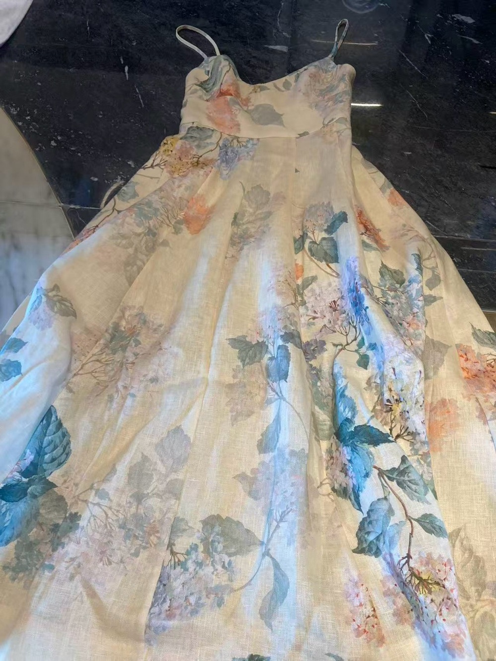 Zimmermann Floral Cream Midi Slip Dress with Spaghetti Straps size 0 - Picture 11 of 11